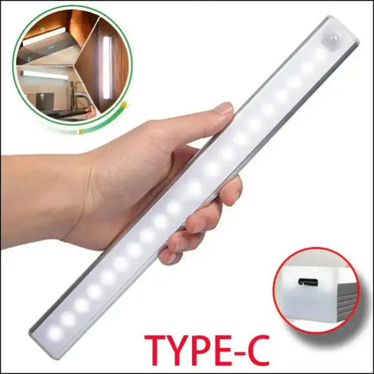 Rechargeable Motion Sensor LED Night Light | Wireless TYPE-C Cabinet & Wardrobe Lamp for Kitchen Staircase Backlighting