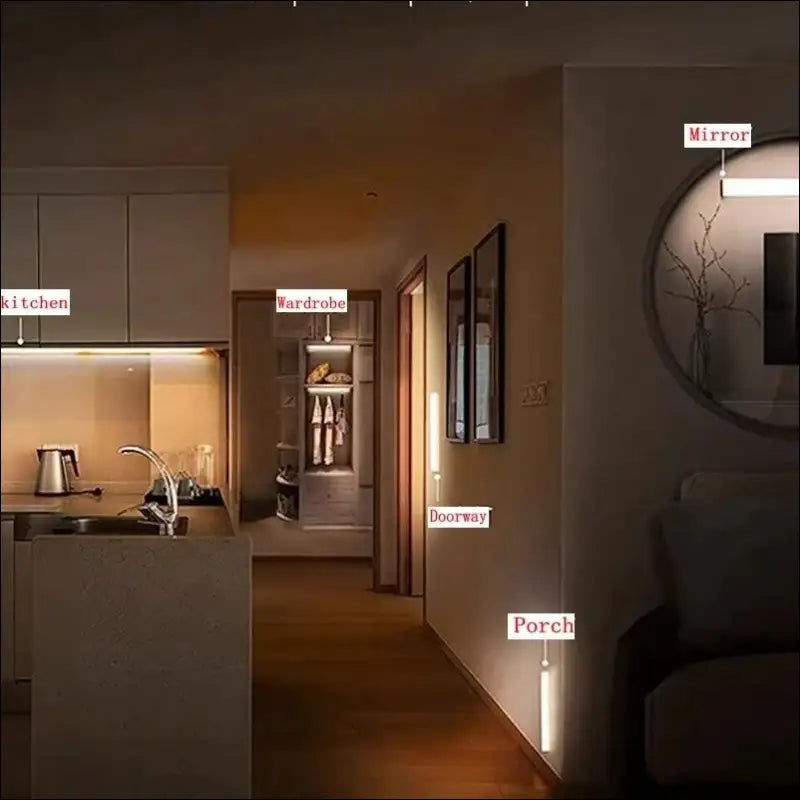 Rechargeable Motion Sensor LED Night Light | Wireless TYPE-C Cabinet & Wardrobe Lamp for Kitchen Staircase Backlighting