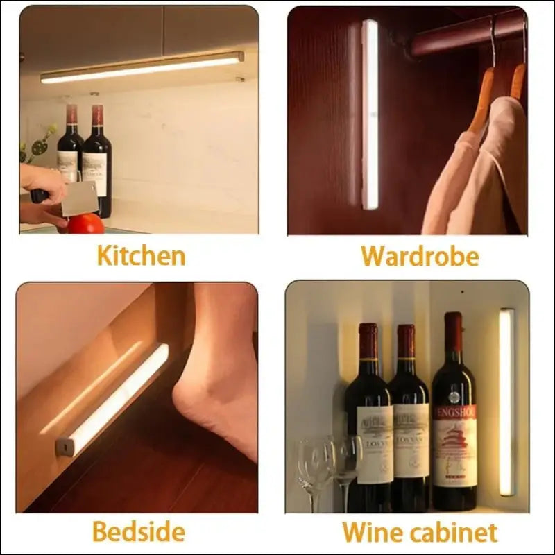 Rechargeable Motion Sensor LED Night Light | Wireless TYPE-C Cabinet & Wardrobe Lamp for Kitchen Staircase Backlighting