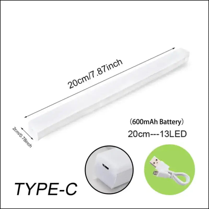 Rechargeable Motion Sensor LED Night Light | Wireless TYPE-C Cabinet & Wardrobe Lamp for Kitchen Staircase Backlighting