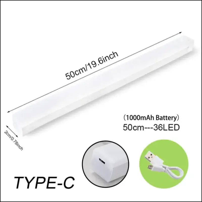 Rechargeable Motion Sensor LED Night Light | Wireless TYPE-C Cabinet & Wardrobe Lamp for Kitchen Staircase Backlighting
