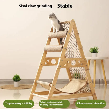 Solid Wood Cat Scratching Column & Climbing Frame