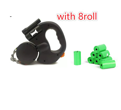 Retractable Dual Dog Leash with Reflective Feature and Flashlight