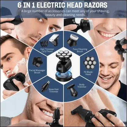 SEJOY 6-in-1 7D Head Shavers for Bald Men Electric Razor Waterproof Grooming Kit with Nose Hair Trimmer