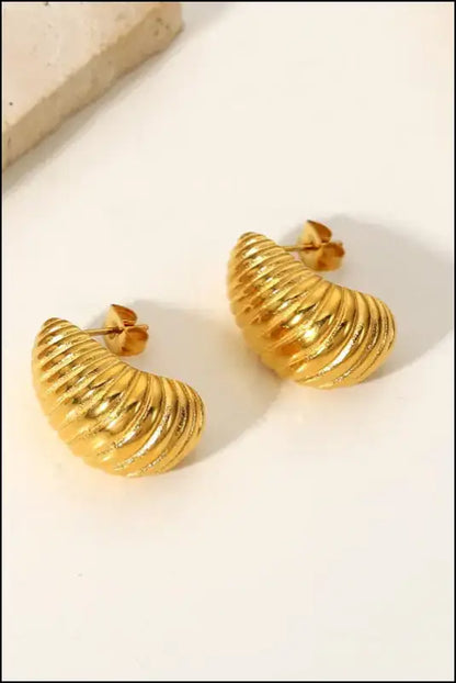 Shell Shore Spiral Stud Earrings - Gold / One Size