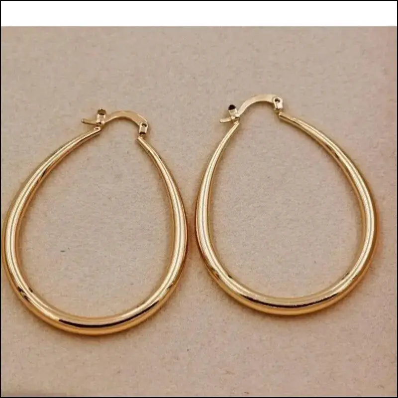 Shine Gold Color Women’s Earrings - Fashion Smooth Hoop Engagement & Wedding Jewelry Gift - Women