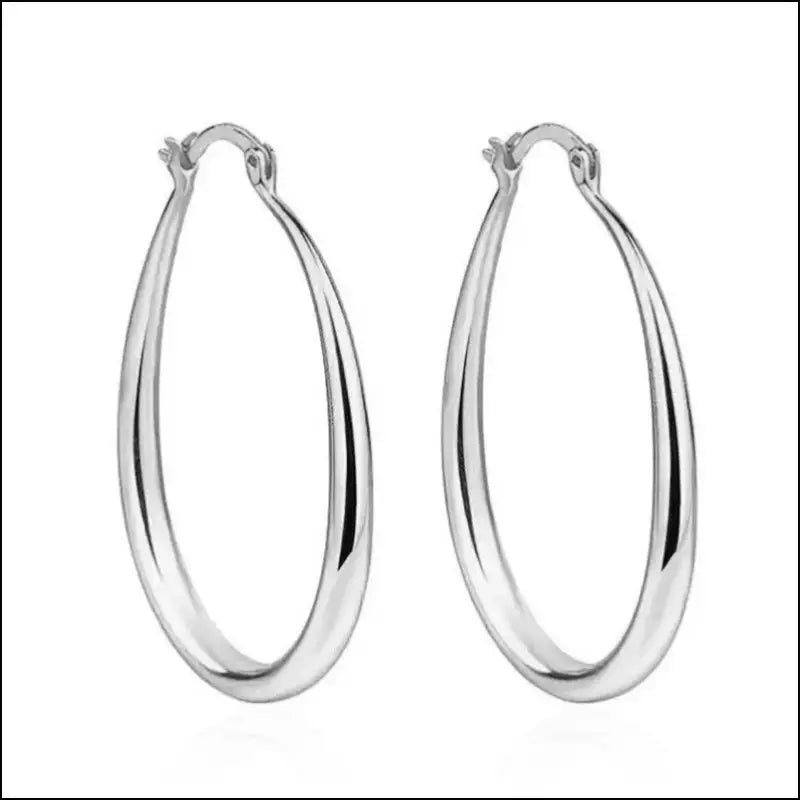 Shine Gold Color Women’s Earrings - Fashion Smooth Hoop Engagement & Wedding Jewelry Gift - Women