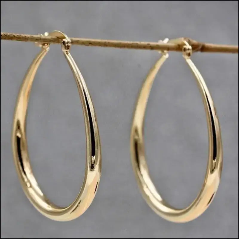 Shine Gold Color Women’s Earrings - Fashion Smooth Hoop Engagement & Wedding Jewelry Gift - Women