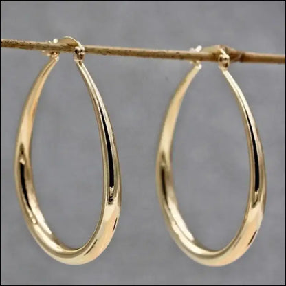 Shine Gold Color Women’s Earrings - Fashion Smooth Hoop Engagement & Wedding Jewelry Gift - Women