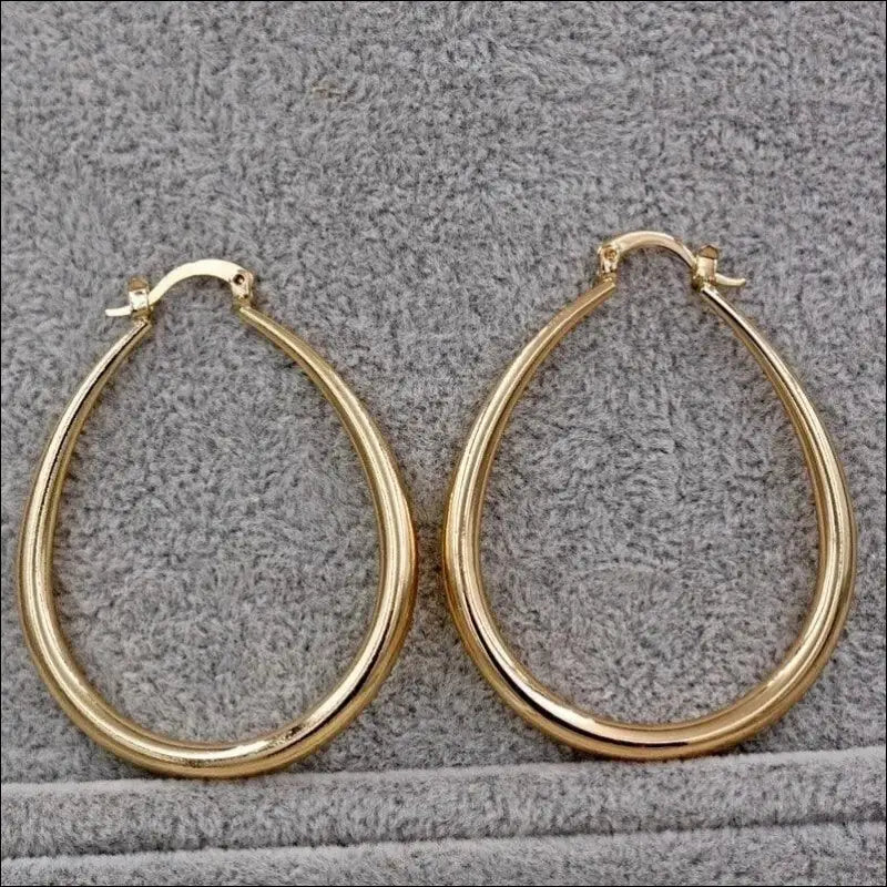Shine Gold Color Women’s Earrings - Fashion Smooth Hoop Engagement & Wedding Jewelry Gift - Women