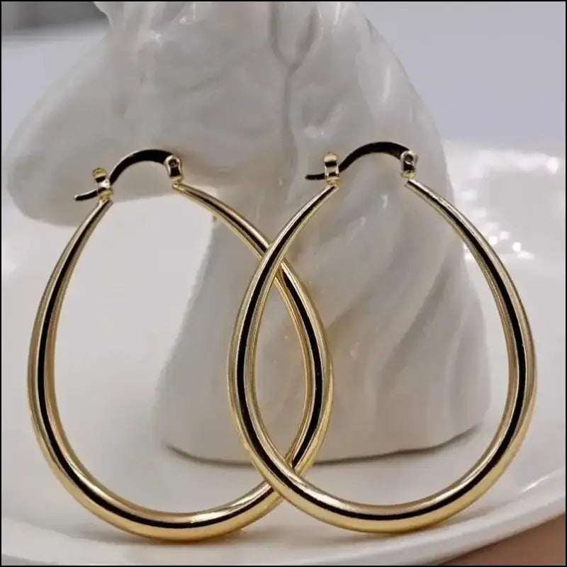 Shine Gold Color Women’s Earrings - Fashion Smooth Hoop Engagement & Wedding Jewelry Gift - Women