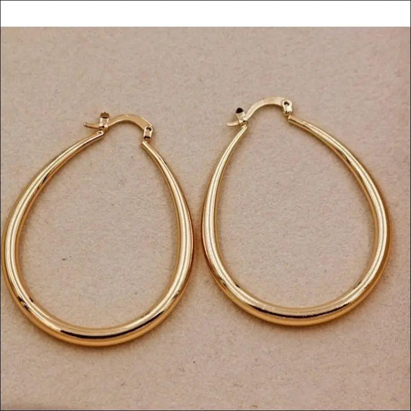 Shine Gold Color Women’s Earrings - Fashion Smooth Hoop Engagement & Wedding Jewelry Gift - Women