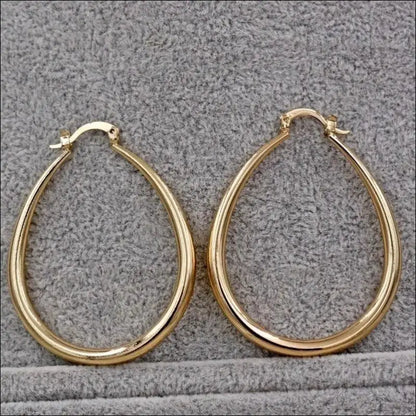 Shine Gold Color Women’s Earrings - Fashion Smooth Hoop Engagement & Wedding Jewelry Gift - Women