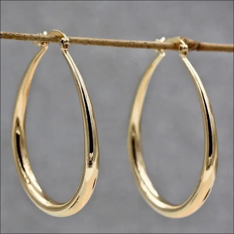Shine Gold Color Women’s Earrings - Fashion Smooth Hoop Engagement & Wedding Jewelry Gift - Women