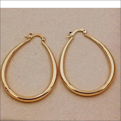 Shine Gold Color Women’s Earrings - Fashion Smooth Hoop Engagement & Wedding Jewelry Gift - Women
