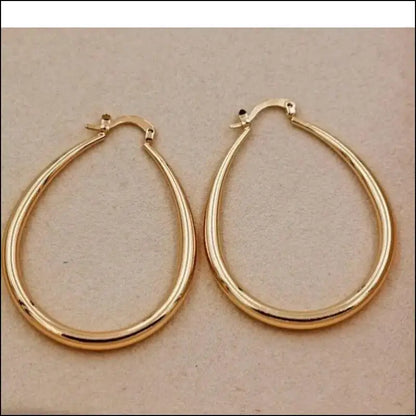 Shine Gold Color Women’s Earrings - Fashion Smooth Hoop Engagement & Wedding Jewelry Gift - Women