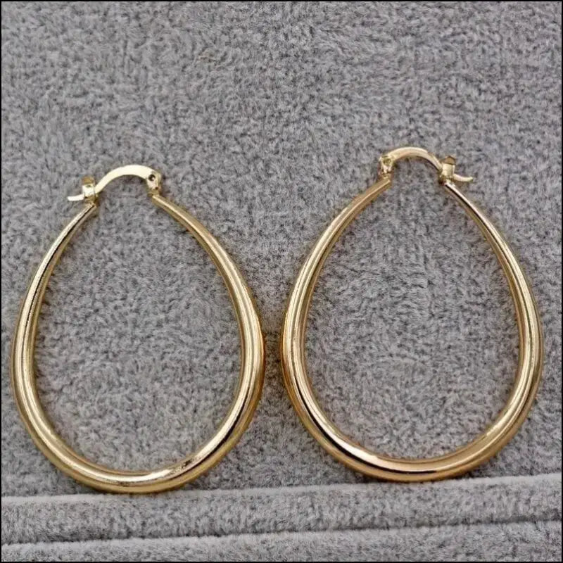 Shine Gold Color Women’s Earrings - Fashion Smooth Hoop Engagement & Wedding Jewelry Gift - Women