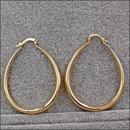 Shine Gold Color Women’s Earrings - Fashion Smooth Hoop Engagement & Wedding Jewelry Gift - Women