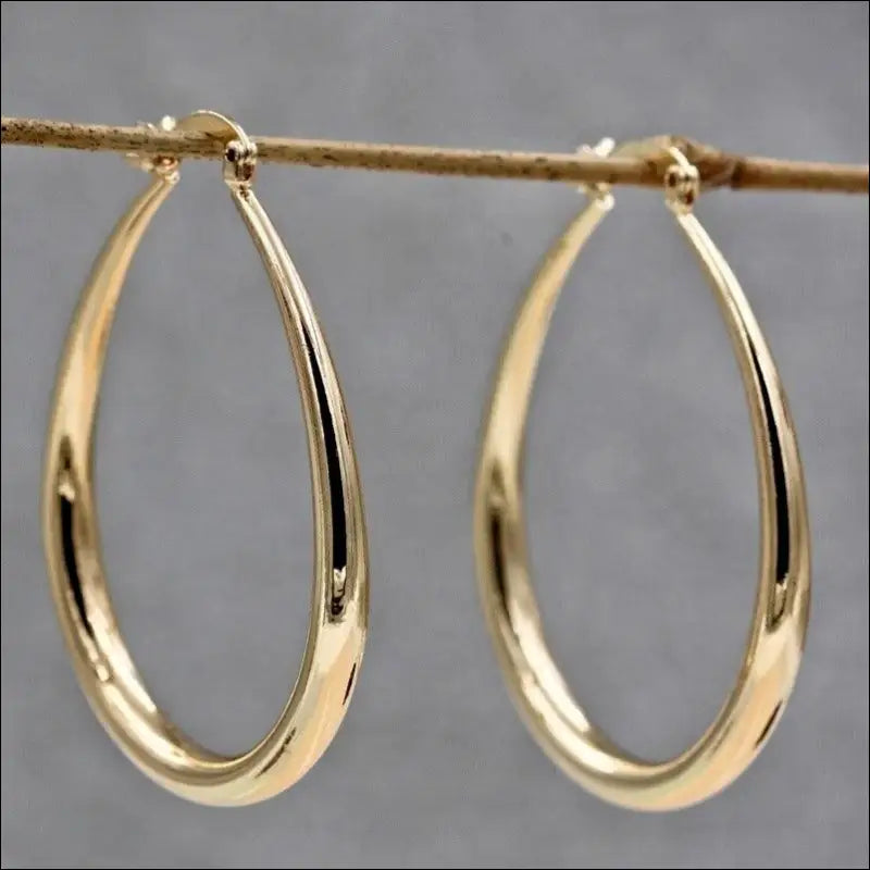 Shine Gold Color Women’s Earrings - Fashion Smooth Hoop Engagement & Wedding Jewelry Gift - Women