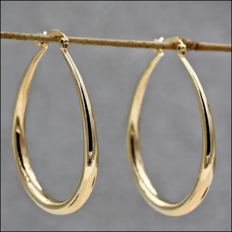 Shine Gold Color Women’s Earrings - Fashion Smooth Hoop Engagement & Wedding Jewelry Gift - Women