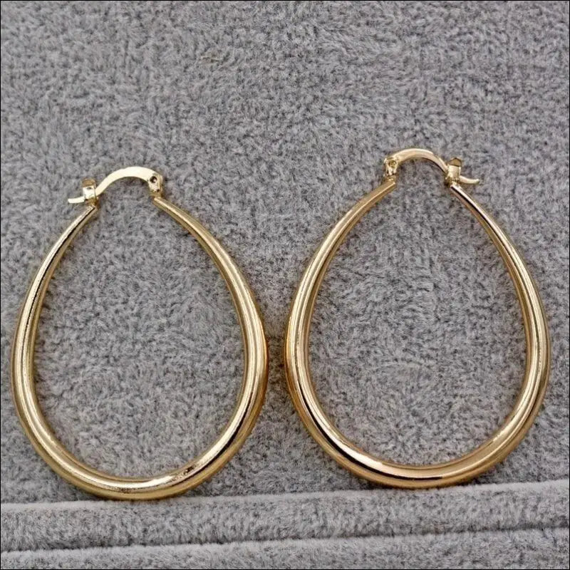 Shine Gold Color Women’s Earrings - Fashion Smooth Hoop Engagement & Wedding Jewelry Gift - Women