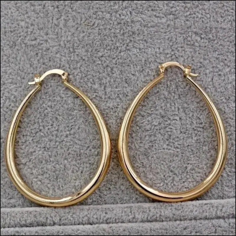 Shine Gold Color Women’s Earrings - Fashion Smooth Hoop Engagement & Wedding Jewelry Gift - Women