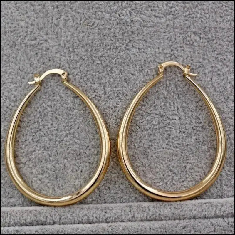 Shine Gold Color Women’s Earrings - Fashion Smooth Hoop Engagement & Wedding Jewelry Gift - Women