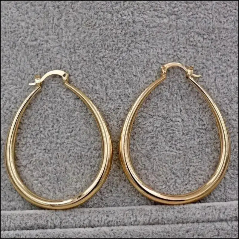 Shine Gold Color Women’s Earrings - Fashion Smooth Hoop Engagement & Wedding Jewelry Gift - Women