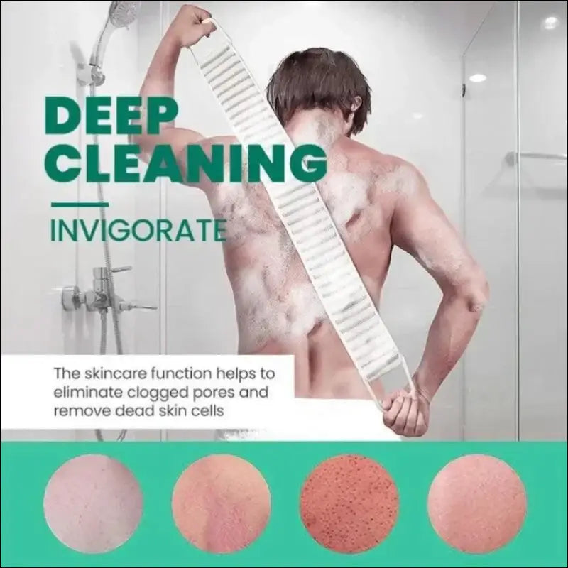 Shower Exfoliating Back Scrubber | Bath Belt Towel Glove | Deep Clean Korean Body Washcloth & Japanese Rear Scrub Strap