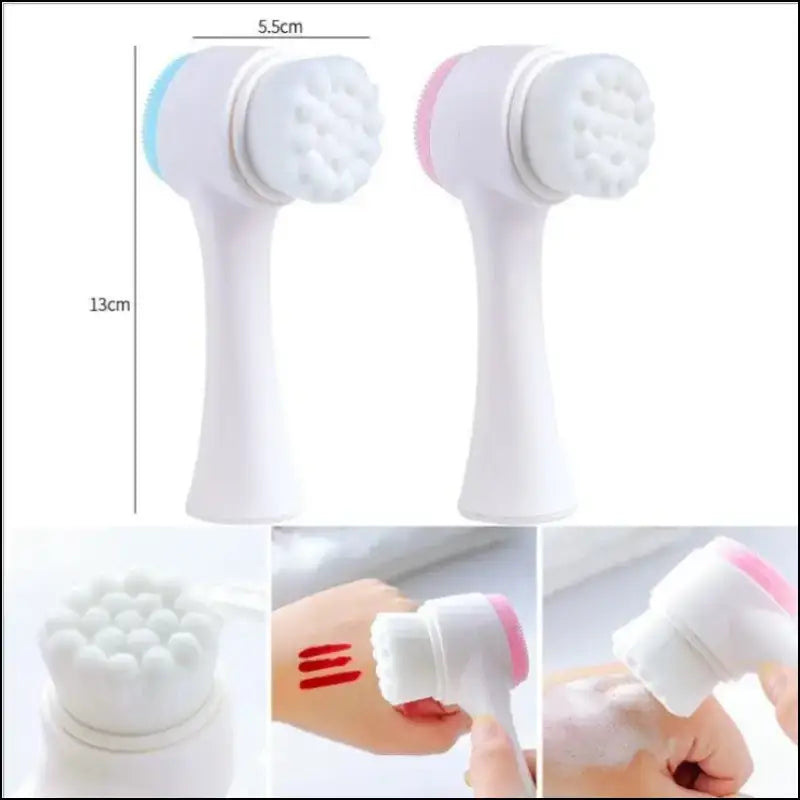 Silica Gel Facial Brush | Double-Sided Cleanser for Blackhead Removal & Exfoliating Pore Cleaner | Soft Face Tool