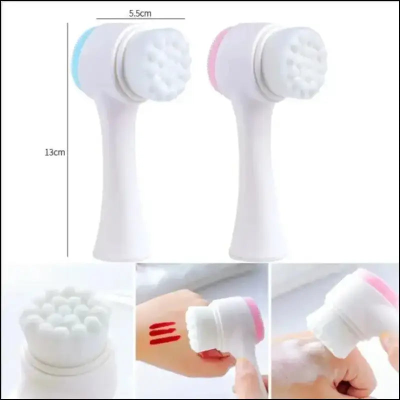 Silica Gel Facial Brush | Double-Sided Cleanser for Blackhead Removal & Exfoliating Pore Cleaner | Soft Face Tool