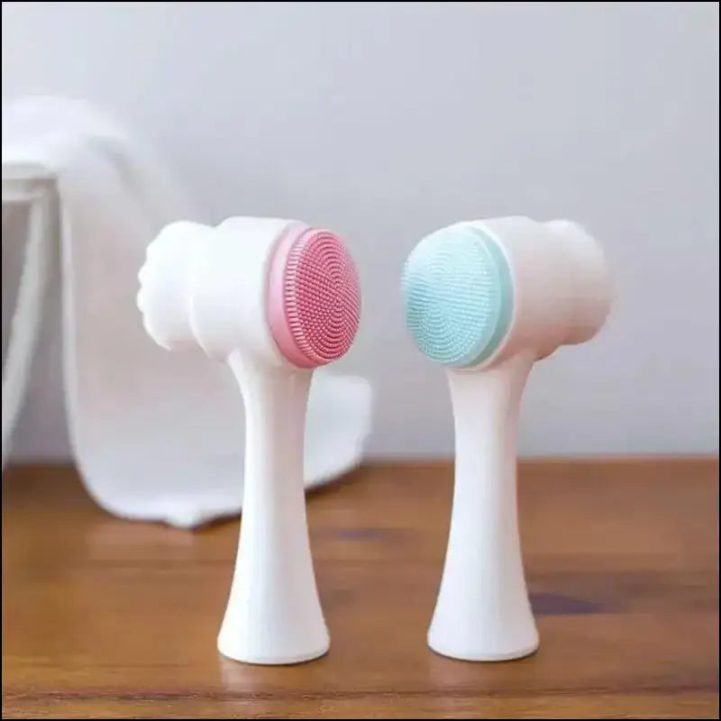 Silica Gel Facial Brush | Double-Sided Cleanser for Blackhead Removal & Exfoliating Pore Cleaner | Soft Face Tool