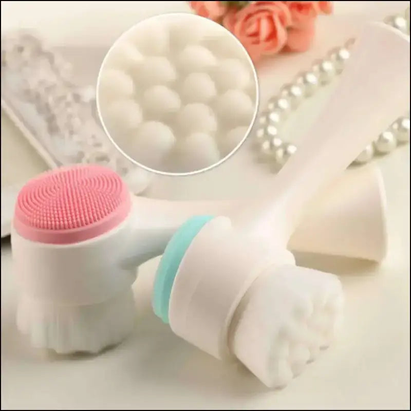 Silica Gel Facial Brush | Double-Sided Cleanser for Blackhead Removal & Exfoliating Pore Cleaner | Soft Face Tool