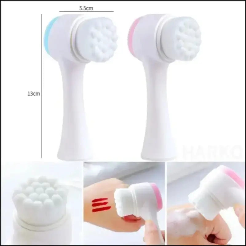 Silica Gel Facial Brush | Double-Sided Cleanser for Blackhead Removal & Exfoliating Pore Cleaner | Soft Face Tool