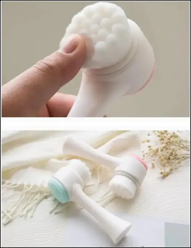 Silica Gel Facial Brush | Double-Sided Cleanser for Blackhead Removal & Exfoliating Pore Cleaner | Soft Face Tool