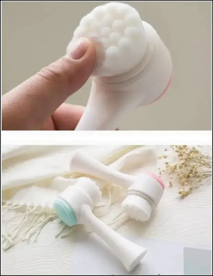 Silica Gel Facial Brush | Double-Sided Cleanser for Blackhead Removal & Exfoliating Pore Cleaner | Soft Face Tool
