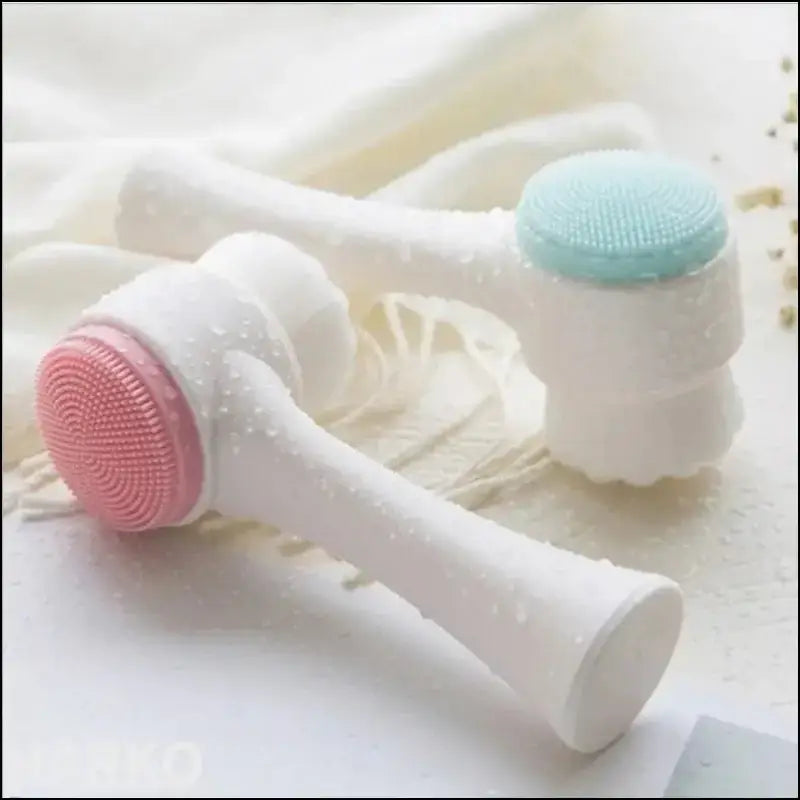 Silica Gel Facial Brush | Double-Sided Cleanser for Blackhead Removal & Exfoliating Pore Cleaner | Soft Face Tool