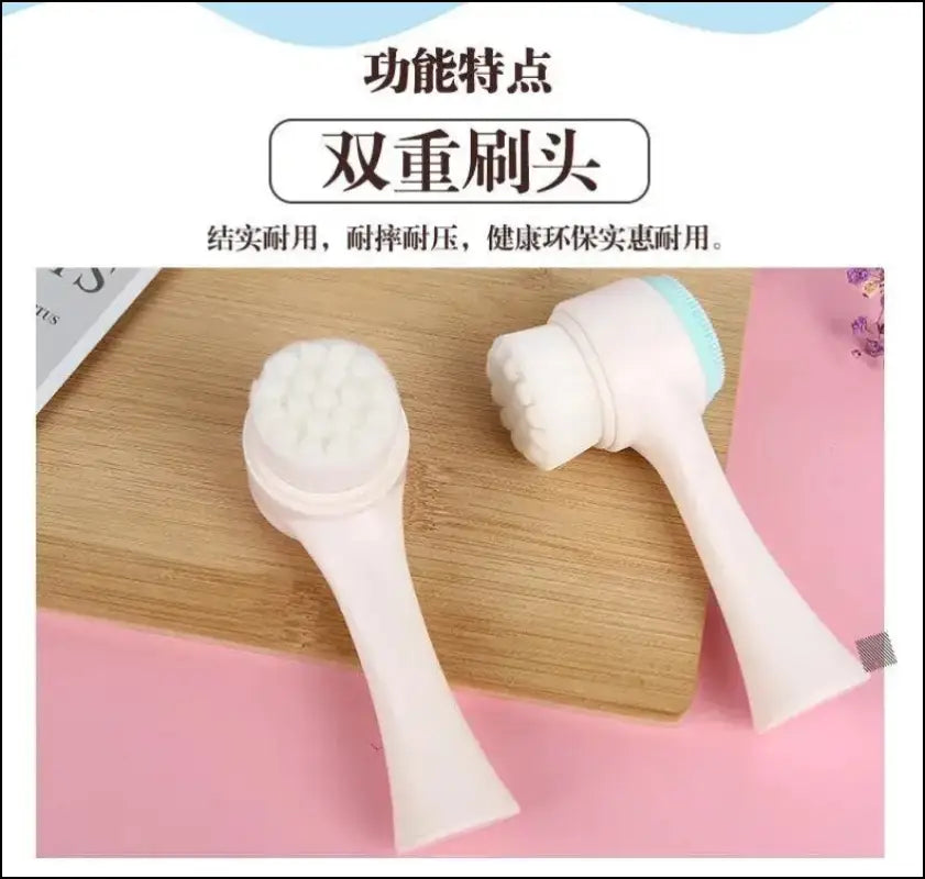 Silica Gel Facial Brush | Double-Sided Cleanser for Blackhead Removal & Exfoliating Pore Cleaner | Soft Face Tool