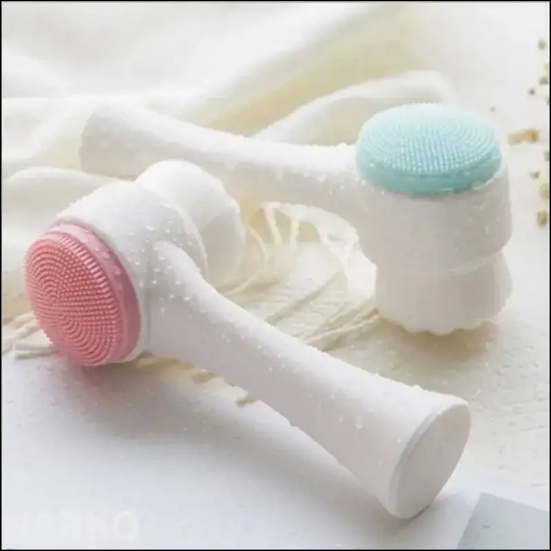Silica Gel Facial Brush | Double-Sided Cleanser for Blackhead Removal & Exfoliating Pore Cleaner | Soft Face Tool