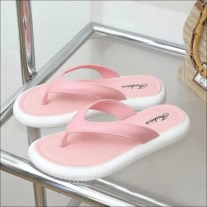 Soft Sole Platform Flip Flops for Women – Summer Beach Non-Slip Cloud Slippers Thick Clip Toe Bathroom Slides Sandals