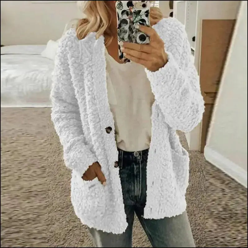 Solid Color Women’s Top with Pockets Sweater Jacket Women Plus Size Casual Outerwear for Elegant Button Cardigan