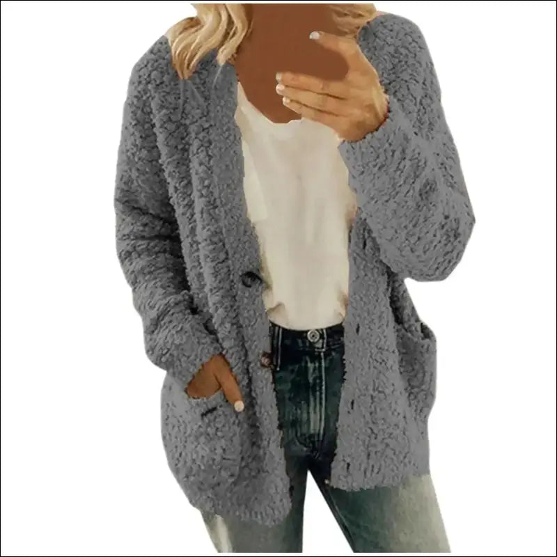 Solid Color Women’s Top with Pockets Sweater Jacket Women Plus Size Casual Outerwear for Elegant Button Cardigan