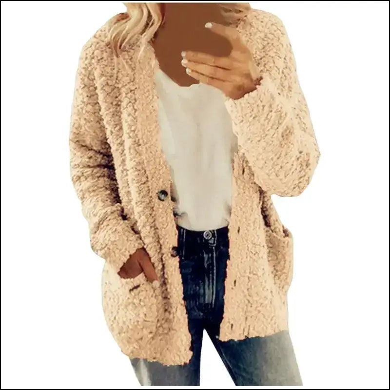 Solid Color Women’s Top with Pockets Sweater Jacket Women Plus Size Casual Outerwear for Elegant Button Cardigan