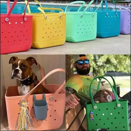 Solid Waterproof Beach Bag Durable EVA Rubber Handbag for Swimming Shopping Sports and Travel - Fashion