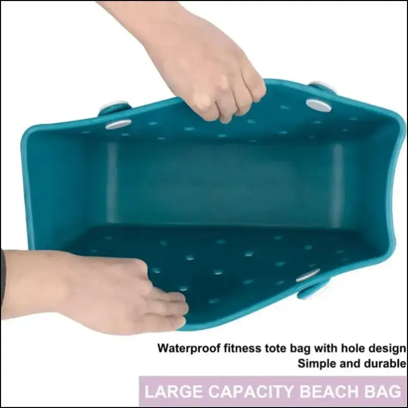 Solid Waterproof Beach Bag Durable EVA Rubber Handbag for Swimming Shopping Sports and Travel - Fashion