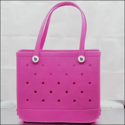 Solid Waterproof Beach Bag Durable EVA Rubber Handbag for Swimming Shopping Sports and Travel - rose - Fashion