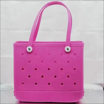 Solid Waterproof Beach Bag Durable EVA Rubber Handbag for Swimming Shopping Sports and Travel - Fashion