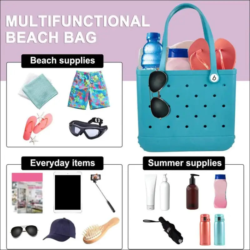 Solid Waterproof Beach Bag Durable EVA Rubber Handbag for Swimming Shopping Sports and Travel - Fashion