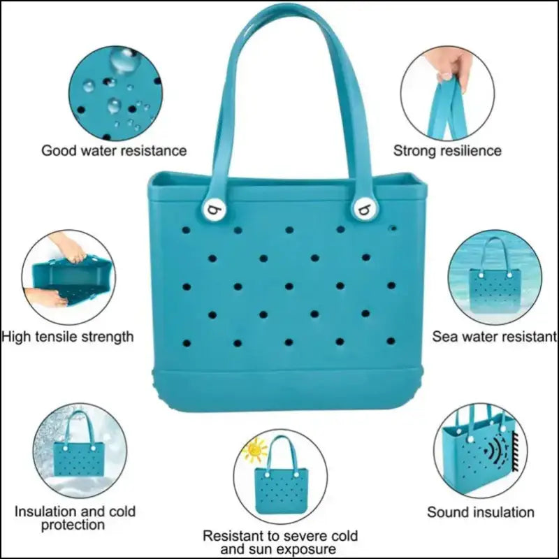Solid Waterproof Beach Bag Durable EVA Rubber Handbag for Swimming Shopping Sports and Travel - Fashion