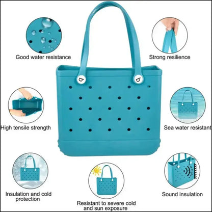 Solid Waterproof Beach Bag Durable EVA Rubber Handbag for Swimming Shopping Sports and Travel - Fashion